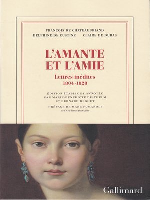 cover image of L'amante et l'amie. Lettres inédites 1804-1828